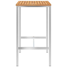 Tavolo da Bar 120x60x105 cm in Legno Teak e Acciaio Inox