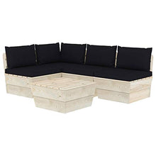 FAMIROSA Set Divani da Giardino su Pallet 5 pz con Cuscini Legno Abete-3487