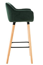 CLP Sgabello Bar Grant In Velluto Sfoderabile I Sedia Alta Cucina In Legno Di Faggio Con Cuscino Removibile, Colore:verde