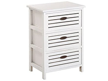 Beliani Comodino Rustico in Legno di Paulownia con 3 Cassetti Bianco Lucky