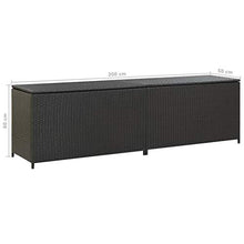 FAMIROSA Baule da Giardino in Polyrattan 200x50x60 cm Nero