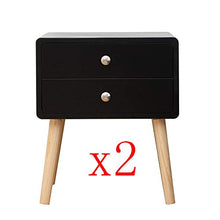YIFAA Comodini Camera da Letto Set da Scandinavo con Cassetto per Letto, Soggiorno, Ufficio (Nero - Set da 2, 42x32x50cm)