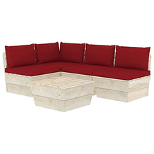 FAMIROSA Set Divani da Giardino su Pallet 5 pz con Cuscini Legno Abete-3489