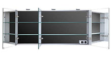 Generisch Terra Como - Armadietto a specchio in alluminio, con luce a LED, pannello posteriore in vetro nero, 1500 x 700 x 155 mm