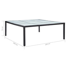E E-NICES Tavolo da Giardino Nero 200x200x74 cm in Polyrattan