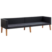 FAMIROSA Set Divani da Giardino 3 pz con Cuscini in Polyrattan Nero-9337