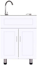 CCLLA Lavelli da Cucina Mobile lavello in Acciaio Inox-Mobile lavabo autoportante Bianco con 2 Ante battenti e lavello Rettangolare, Stili lavello Singolo/Doppio