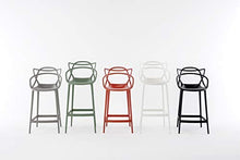 Kartell Masters Stool Sgabello, Tecnopolimero termoplastico Riciclato con Carica Minerale e Trattamento Soft-Touch, Nero, H. 65