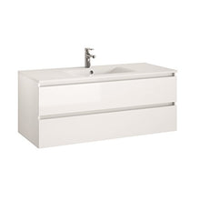 ALLIBERT, set di mobili da bagno preassemblati, funzione Softclose, bianco lucido, lavabo, 120 cm