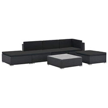 Festnight Set Divani da Giardino in Polyrattan, Set Divano Esterno con Cuscini, Set di Mobili da Giardino Nero 6 pz