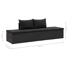 Festnight- Lettino da Esterno in Polyrattan, Lettini da Giardino, 195x60x60 cm Nero