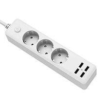 ASFD Pratica multipresa 4Usb + 3 Spine con Foro Tondo Standard Europeo, Bianca