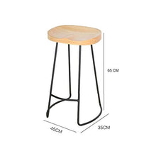 M-JH Sgabelli da Bar, Sgabelli da Bar Vintage da Cucina rustici con Struttura in Metallo Nero e Seduta in massello di Stile Industriale (Size : 65cm)