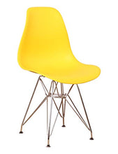 Sedia da pranzo in plastica modellata con base in metallo e gambe in acciaio per soggiorno, camera da letto, sala d'attesa, ufficio, caffè, reception, set da 4 (giallo)