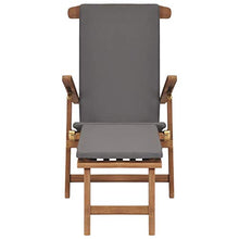 vidaXL Legno Massello di Teak Sedia a Sdraio con Cuscino Grigio Scuro Robusto Pieghevole Reclinabile Elegante Lettino Prendisole Colore Naturale