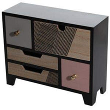 Mini comò in legno nero con 5 cassetti, contenitore per gioielli in stile Cottage