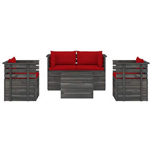FAMIROSA Set Divani da Giardino su Pallet 5 pz con Cuscini Massello Pino-1821