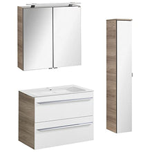 FACKELMANN - Set di mobili da bagno luminosi, 4 pezzi, lavandino, 80 cm e armadietto a LED