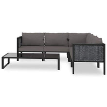 SKM Set Divani da Giardino 6 pz con Cuscini in Polyrattan Antracite (44.12kg)