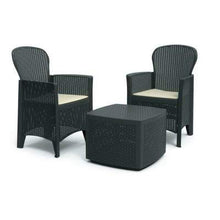 TOMAINO Salotto da Giardino in plastica Simil Rattan 2 poltrone e 1 tavolino