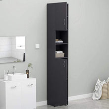 Colonna bagno – Moderno mobile bagno – Include 4 ripiani e 2 ripiani aperti, 32 x 25,5 x 190 cm, colore: grigio