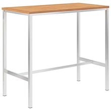 Tavolo da Bar 120x60x105 cm in Legno Teak e Acciaio Inox