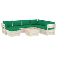 SKM Set Divani da Giardino su Pallet 8 pz con Cuscini Legno Abete (152.4kg) Verde-3641