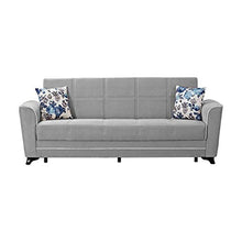 Divano Letto 3 Posti in Vellutino Grigio con Contenitore 232x85xh.90 Cm