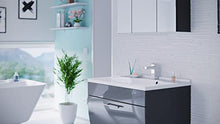 Set di mobili da bagno Paloma in Antracite con frontale curvato a 3 pezzi