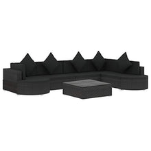 vidaXL Set Divani da Giardino 8 pz con Cuscini Foderati Lavabili Modulare Leggero Elegante Arredi da Esterno in Polyrattan Nero Telaio in Acciaio