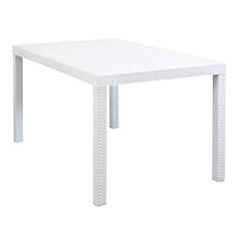 MilaniHome Set Tavolo da Giardino Rettangolare Fisso Cm 150 X 90 con 4 Sedie E 2 Poltrone in Wicker Stampato Bianco da Esterno