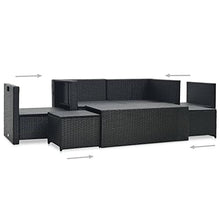 SKM Set Divani da Giardino 6 pz con Cuscini in Polyrattan Nero (48.4kg)
