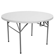Tavolo pieghevole rotondo da esterno pieghevole da 128 cm, bianco, beige