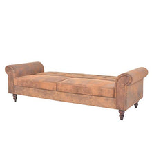 Festnight Divano Letto Chesterfield Moderno con Braccioli Pelle Scamosciata Sintetica Marrone