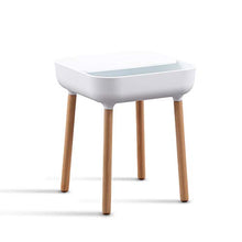 TRAND Lund - Comodino da salotto, colori alla moda, design scandinavo, ripiano e passacavi, in legno/plastica, 40 x 40 cm, colore: Bianco/Bianco