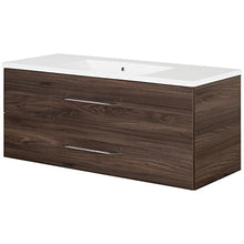 FACKELMANN B.Clever - Set di mobili da bagno, 2 pezzi, 120 cm, con lavabo in marmo e armadietto a specchio a LED