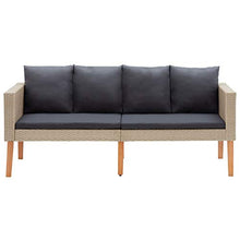 Tidyard Set Divani da Giardino 2 pz con Cuscini in Polyrattan Beige,Set da Giardino per Giardini e Terrazzi,Set di Mobili Polirattan,Set Divano da Giardino,Divano a 2 Posti