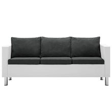 vidaXL Divano a 3 Posti in Similpelle Bianco e Grigio Scuro Arreddo Casa Sofa
