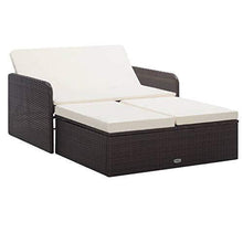 Set di 2 sedie da giardino con cuscini in polyrattan marrone - Arredi Casa