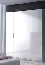 Dmora Armadio Guardaroba 4 Ante, Laminato Bianco, 180 x 200 x 52 cm