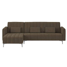 Divano chaise longue Milano 267cm, trasformabile in letto, reversibile, a righe marrone.
