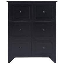 SKM Armadietto con 6 Cassetti Nero 60x30x75cm Legno di Paulownia