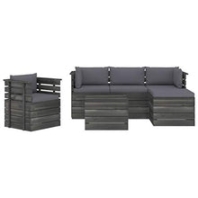 FAMIROSA Set Divani da Giardino su Pallet 6 pz con Cuscini Massello Pino-1851