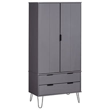 Armadio New York Range, in legno di pino massiccio, grigio