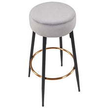 2x Sgabelli da bar tessuto (velluto) rotondo piedini in metallo altezza 80 cm selezione colore Duhome 5168A, colore:grigio, materiale:velluto
