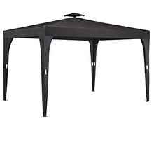 Deuba Gazebo polyrattan 3x4m Doppio Tetto antimacchia Resistente Raggi UV Padiglione Giardino Nero