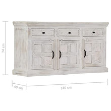 vidaXL Credenza Armadietto con Cassetti e Ante Mobiletto Decorativo Dispositivi Multimediali Bianco 140x40x74 cm Legno Massello Mango