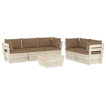 SKM Set Divani da Giardino su Pallet 6 pz con Cuscini Legno Abete (122.7kg) Grigio Talpa