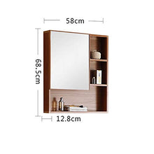 Specchio Bagno con Mobiletto, Mobiletto da Muro in Legno,Quercia Armadietto da Parete,58 * 68.5 * 12.8cm