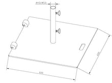 SORARA Base Stand per ombrellone con Ruote, Max. ø 48 mm, 60 x 60 cm